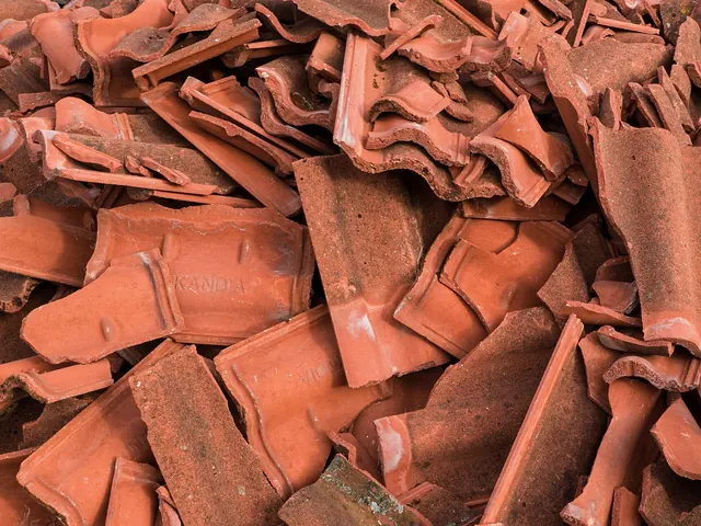 Broken clay roof tiles